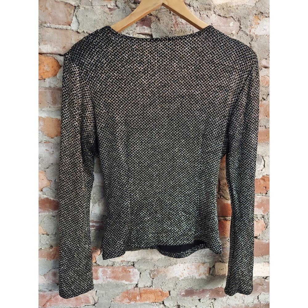 J.B.S. Metallic Black & Gold Wrap-Front Women's Top - Picture 5 of 5